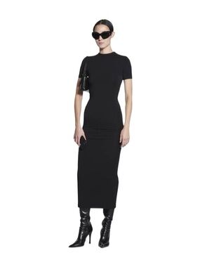 Balenciaga Black Short-Sleeve Maxi Dress